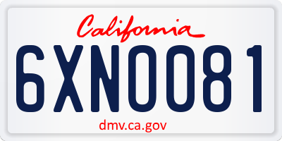 CA license plate 6XNO081