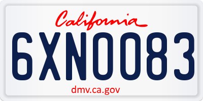 CA license plate 6XNO083