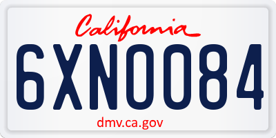 CA license plate 6XNO084