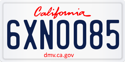 CA license plate 6XNO085