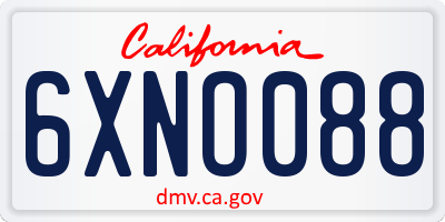 CA license plate 6XNO088