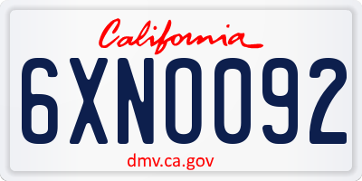 CA license plate 6XNO092