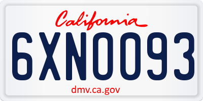CA license plate 6XNO093
