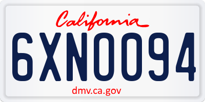CA license plate 6XNO094