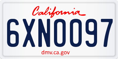 CA license plate 6XNO097