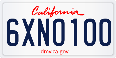 CA license plate 6XNO100