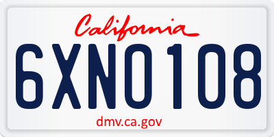 CA license plate 6XNO108