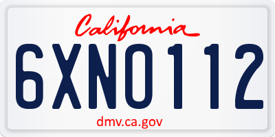 CA license plate 6XNO112