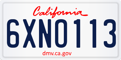 CA license plate 6XNO113
