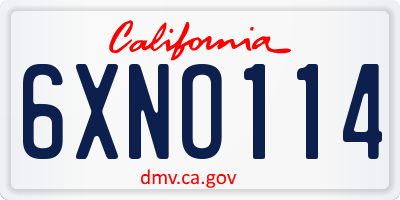 CA license plate 6XNO114