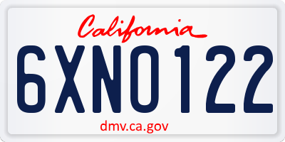 CA license plate 6XNO122