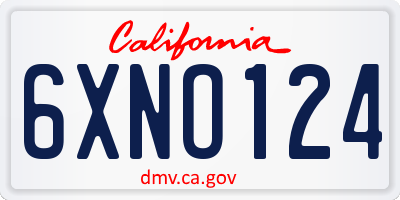 CA license plate 6XNO124