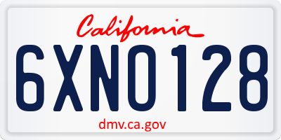 CA license plate 6XNO128