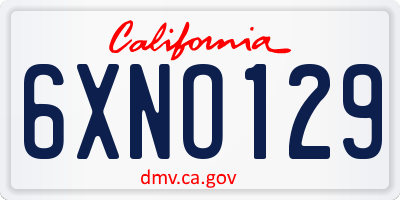 CA license plate 6XNO129