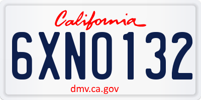 CA license plate 6XNO132