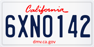 CA license plate 6XNO142