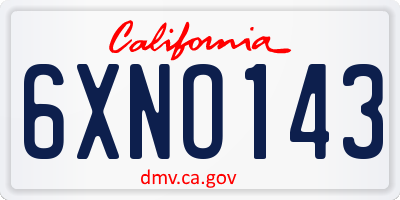 CA license plate 6XNO143