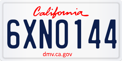 CA license plate 6XNO144