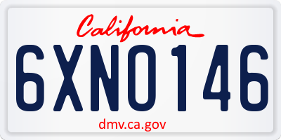 CA license plate 6XNO146
