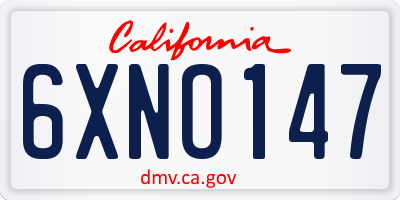 CA license plate 6XNO147