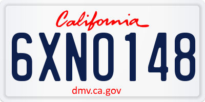 CA license plate 6XNO148