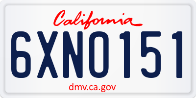 CA license plate 6XNO151