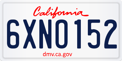 CA license plate 6XNO152