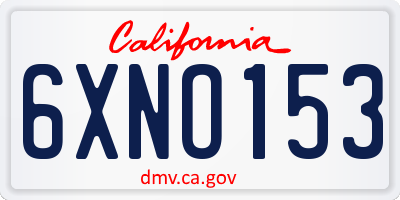 CA license plate 6XNO153