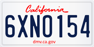 CA license plate 6XNO154