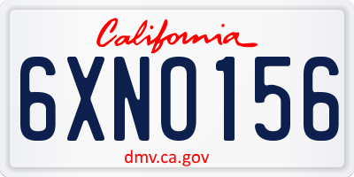CA license plate 6XNO156