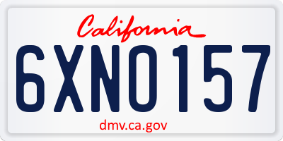 CA license plate 6XNO157