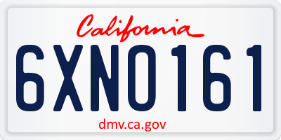 CA license plate 6XNO161