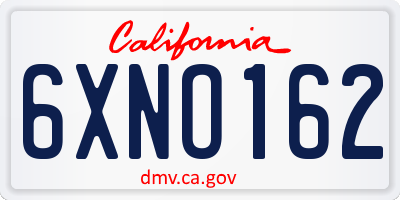 CA license plate 6XNO162
