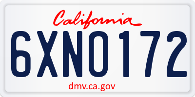 CA license plate 6XNO172