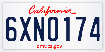 CA license plate 6XNO174