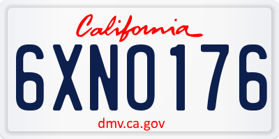 CA license plate 6XNO176
