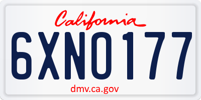 CA license plate 6XNO177