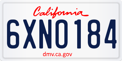 CA license plate 6XNO184
