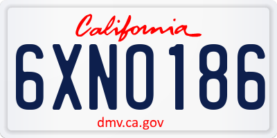 CA license plate 6XNO186