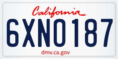 CA license plate 6XNO187