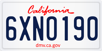 CA license plate 6XNO190