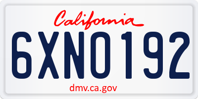 CA license plate 6XNO192