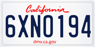 CA license plate 6XNO194