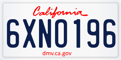 CA license plate 6XNO196