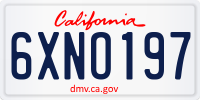 CA license plate 6XNO197