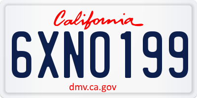 CA license plate 6XNO199