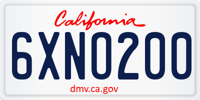 CA license plate 6XNO200