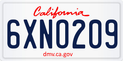CA license plate 6XNO209