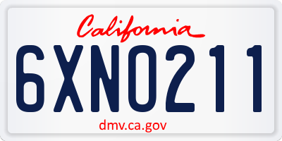CA license plate 6XNO211