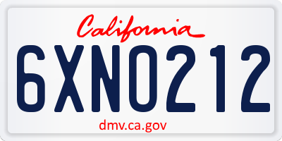 CA license plate 6XNO212